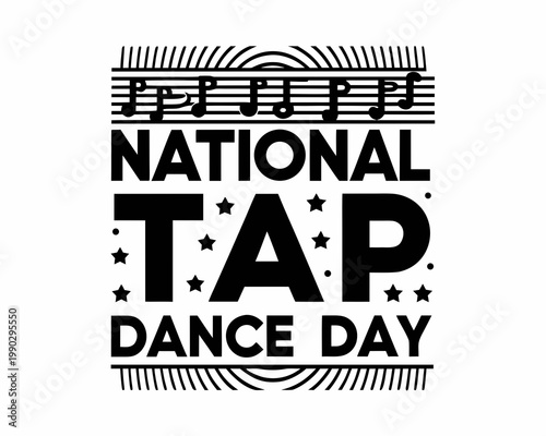 National Tap Dance Day Cartoon Vector Illustration, Musical Dance Shoes Concept Design