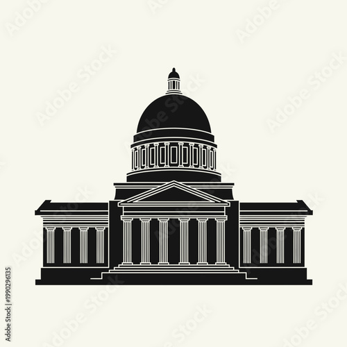 Capitol Building Icon Government Architecture Landmark Vector Illustration