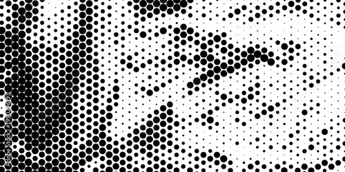 Bild auf Leinwand Abstract Black and White Halftone Dot Pattern Background