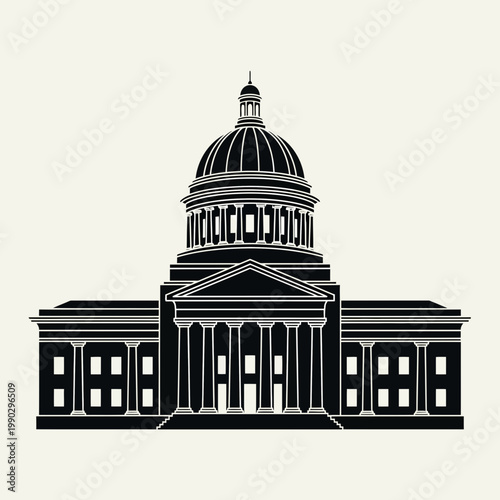 Capitol Building Icon Government Architecture Landmark Vector Illustration
