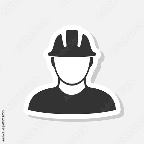 Worker icon sticker isolated on gray background