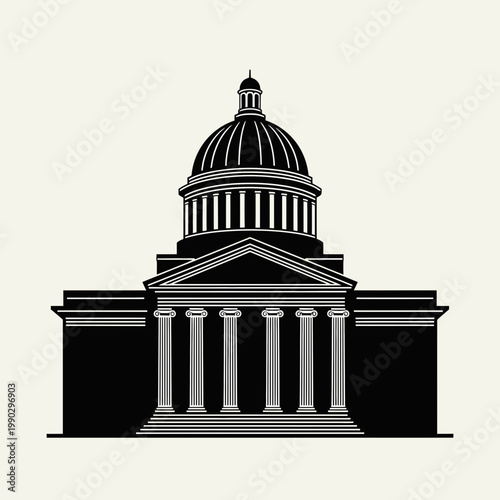 Capitol Building Icon Government Architecture Landmark Vector Illustration
