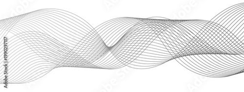 Vector Abstract wave patterns created by flowing lines, The lines weave across the view with gentle curves and create sense of movement and depth.