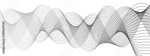 Vector Abstract illustration of wavy lines creating a flowing pattern.
The lines are smooth and interconnected, forming an elegant design against plain background.