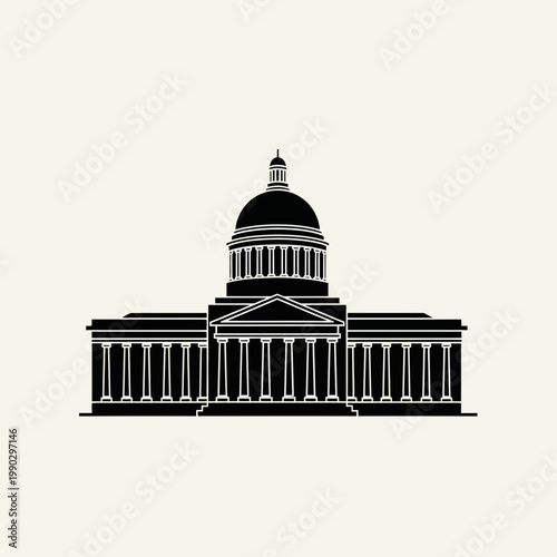 Capitol Building Icon Government Architecture Landmark Vector Illustration