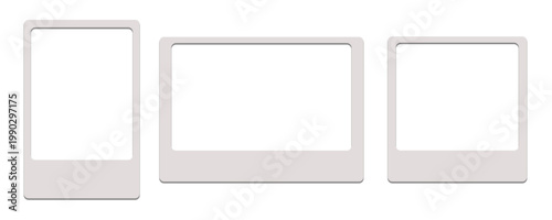 Canvastavla Set of blank white instant photo frames with realistic drop shadows in vertical,
