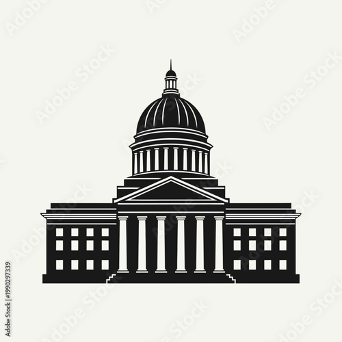 Capitol Building Icon Government Architecture Landmark Vector Illustration