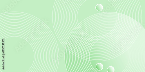 Abstract Green Background with Concentric Circles and Spheres