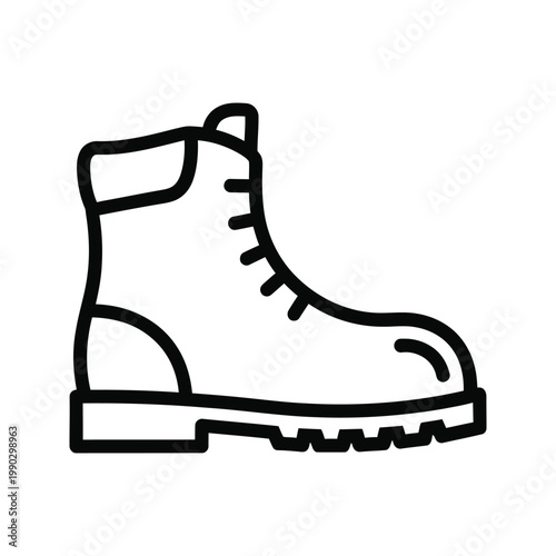Icon of a sturdy work boot with laces and a thick sole, symbolizing construction and labor.