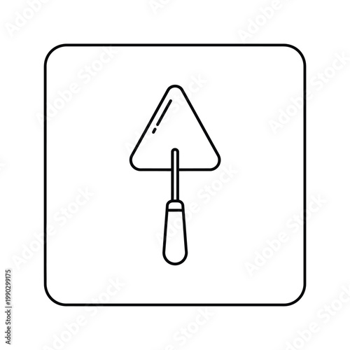 Outline illustration of a trowel inside a rounded square, construction tool vector