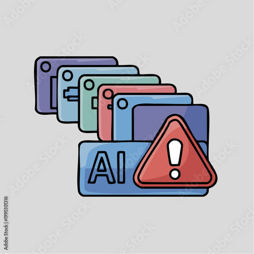 AI Fraud Detection Process and Financial Security Monitoring Flat Vector Illustration
