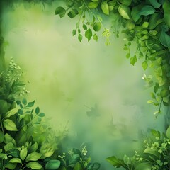 green leaves background or frame