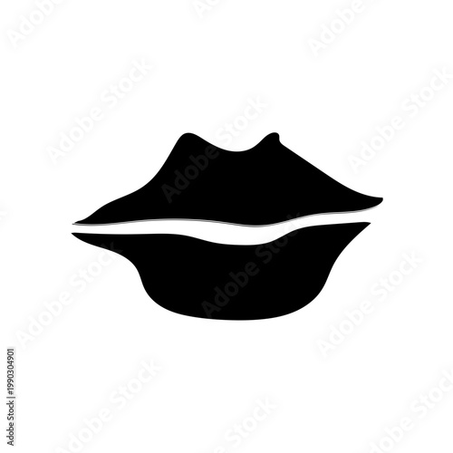 Black Silhouette Lips Kiss Doodle Icon