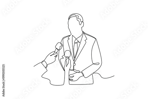 Simple continuous line draw group of journalist daily activity. Simple line, continuous line, journalist minimalist concept, all about simple line.