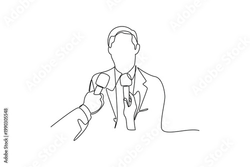 Simple continuous line draw group of journalist daily activity. Simple line, continuous line, journalist minimalist concept, all about simple line.