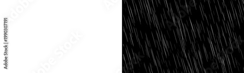 Foto Heavy rain streak effect white drop black background overlay weather texture des