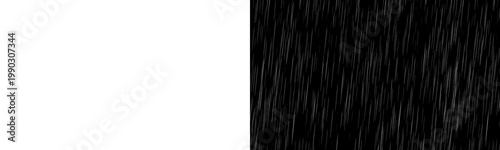 Valokuva Heavy diagonal rain streak white drop black background overlay weather effect te