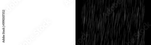 Quadro su tela Heavy vertical rain streak white drop black background overlay weather effect te