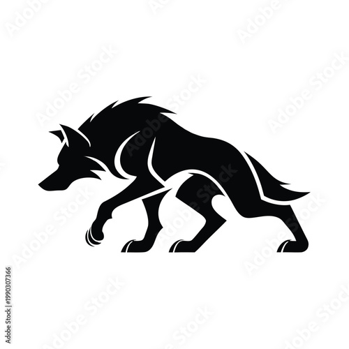 Stalking wolf silhouette low profile animal vector