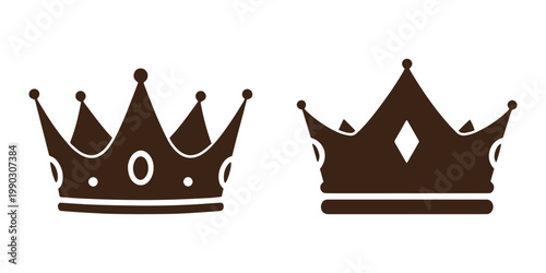 Brown crown icons on isolated white background