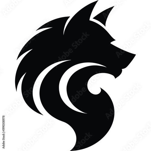 Wolf Head Crest Logo Silhouette Vector Design