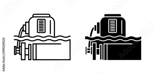 Submersible Water Pump Icon Set for Drainage and Irrigation
