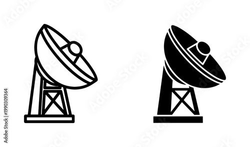 Satellite Dish Antenna Icon Set for Space Communication