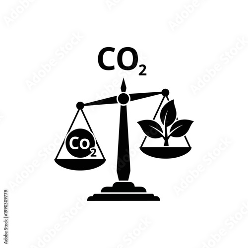 Carbon dioxide emissions balanced with plant life on a scale
