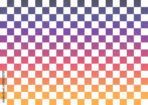 Sunset Magic Hour Background with White Ichimatsu Pattern: Japanese Traditional Geometric Motif on Evening Sky Gradient