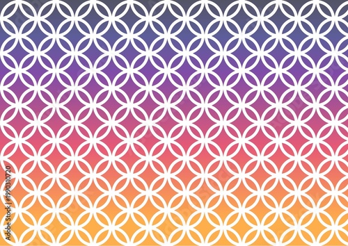 Sunset Magic Hour Background with White Sippo Pattern: Japanese Traditional Geometric Motif on Evening Sky Gradient