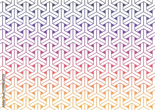 Sunset Magic Hour Background with White Hexagonal Motif Pattern: Japanese Traditional Geometric Motif on Evening Sky Gradient