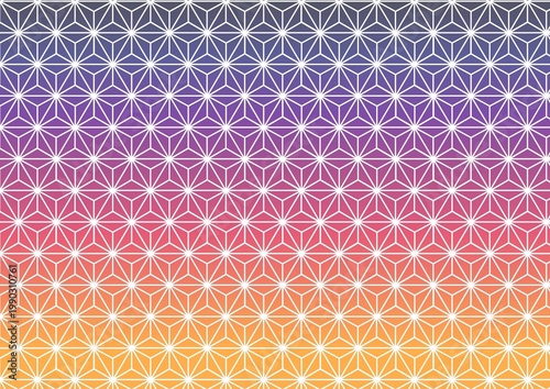 Sunset Magic Hour Background with White Asanoha Pattern: Japanese Traditional Geometric Motif on Evening Sky Gradient
