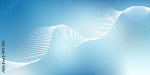 Abstract white wavy glowing lines on a blue background. Futuristic digital high-technology pattern. Health Care concept. Vector illustration