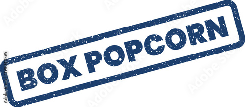 Distressed rectangular rubber stamp featuring the text BOX POPCORN for labeling packaging or themed events