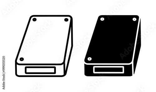 External Hard Drive Icon Set in Line and Solid Style