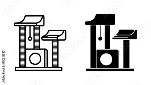 Modern Cat Tree Icon Set with Scratching Post and Condo