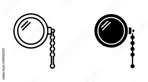 Vintage Monocle Eyeglass Icon Set with Chain