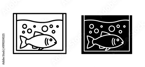 Aquarium Fish Tank Line and Glyph Icon Set