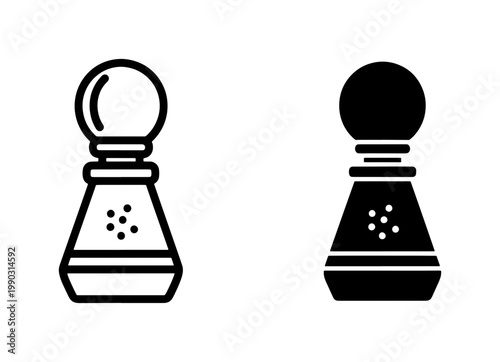 Black Chess Pawn Outline and Solid Vector Icon Set