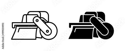 Industrial Combine Harvester Machine Icon Set