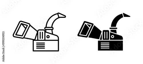 Wood Chipper Machine Linear and Glyph Icon Set
