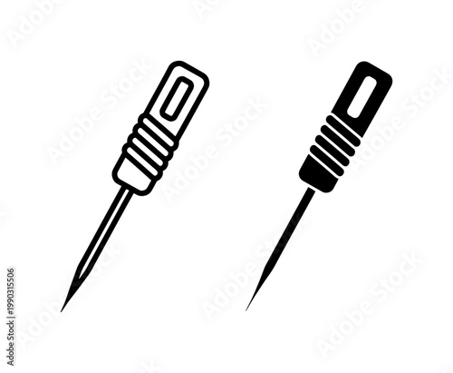 Awl Tool Icon Set for Leatherwork and Sewing