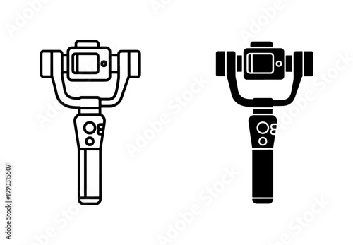 Action camera gimbal stabilizer icon set