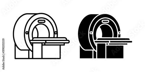 MRI Scanner Machine Linear and Glyph Icon Set