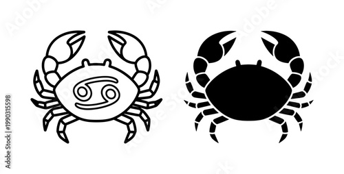 Cancer Zodiac Sign Crab Icons Set
