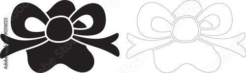 Black and white bow silhouette ribbon gift present