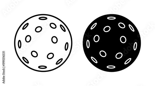 Pickleball ball icons in black and white outline style