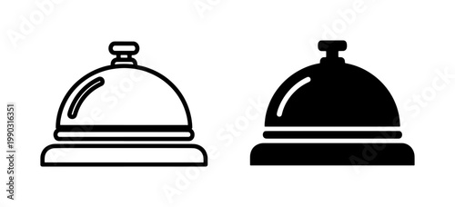 Hotel Reception Bell Outline and Glyph Icon Set