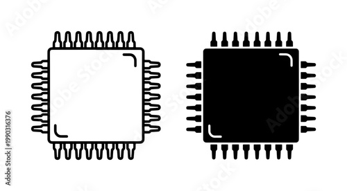 Computer Microchip Processor Icon Set