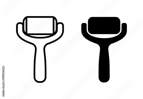 Face roller icon set for skincare and beauty massage